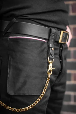 Men &SONS Leather Goods>Black Leather Belt