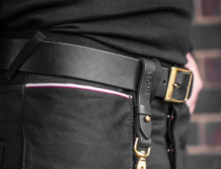 Men &SONS Leather Goods>Black Leather Belt