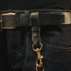 Men &SONS Leather Goods>Black Leather Key Fob