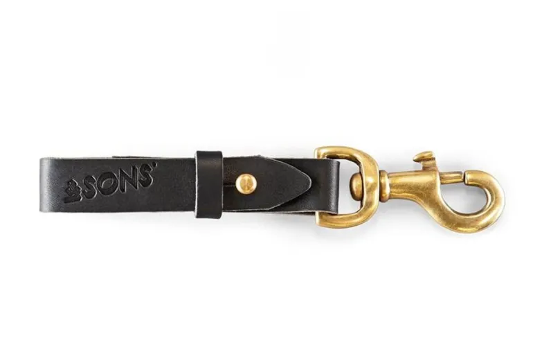 Men &SONS Leather Goods>Black Leather Key Fob