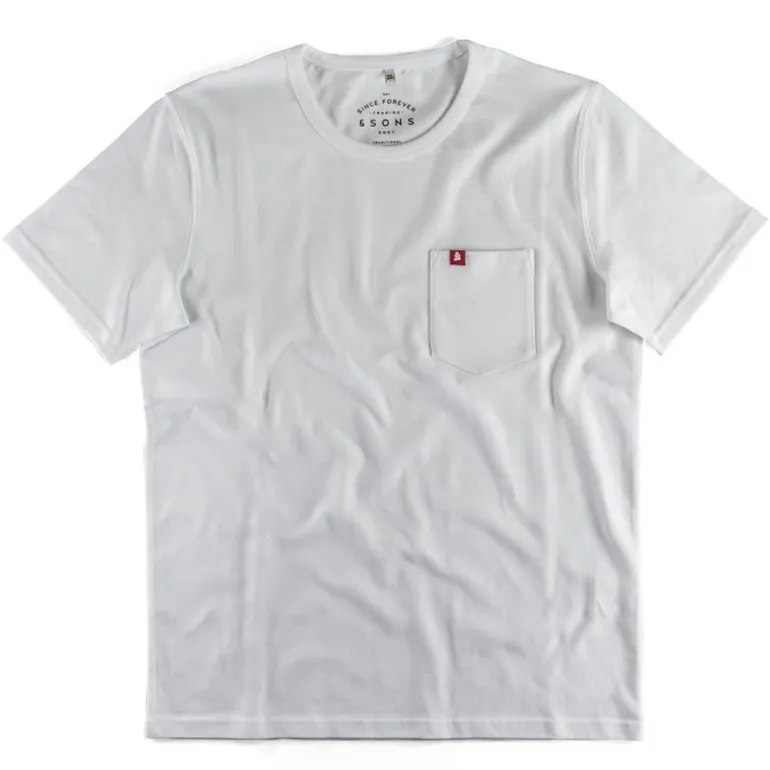 Men &SONS Tops>Boxer Pocket T-Shirt White