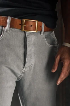 Men &SONS Leather Goods>Brown Leather Belt