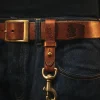 Men &SONS Leather Goods>Brown Leather Key Fob