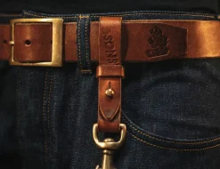 Men &SONS Leather Goods>Brown Leather Key Fob