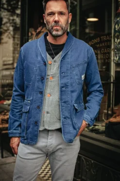 Men &SONS Jackets & Coats>Crafter Indigo Wash Chore Jacket