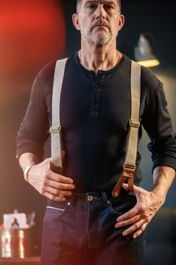 Men &SONS Bottoms & Shorts>Cream Leather Braces