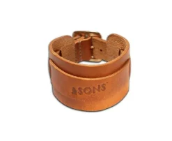 Men &SONS Leather Goods>Leather Watch / Wrist Cuff Tan