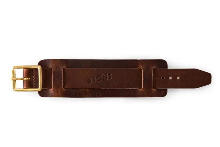 Men &SONS Leather Goods>Leather Watch / Wrist Cuff Brown