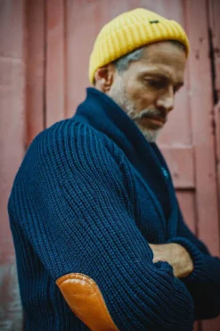 Men &SONS Jackets & Coats>Pioneer British Wool Cardigan Navy