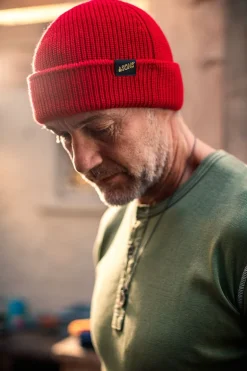 Men &SONS Knitwear>Poppy Red Atlantic Watch Cap / Beanie
