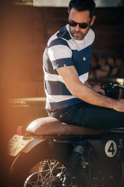 Men &SONS Tops>75 T-Shirt Indigo Stripe