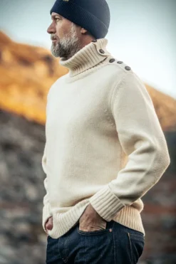 Men &SONS Jackets & Coats>Ahab Submariner Rollneck Jumper Ecru