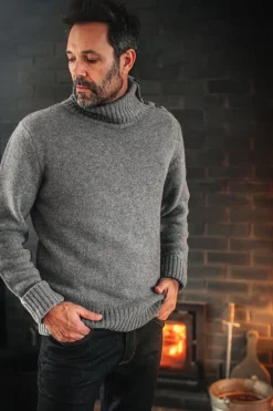 Men &SONS Jackets & Coats>Ahab Submariner Rollneck Jumper Grey