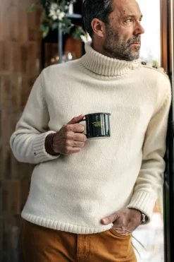 Men &SONS Jackets & Coats>Ahab Submariner Rollneck Jumper Ecru