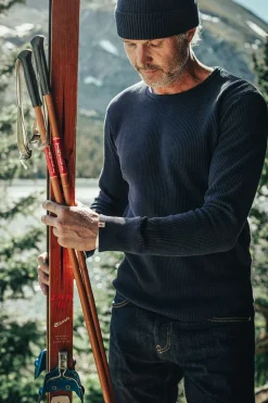 Men &SONS Tops>Base Waffle Crew Neck Navy