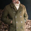 Men &SONS Jackets & Coats>Boardwalk Peacoat Army Green