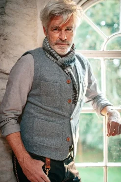 Men &SONS Knitwear>Drifter Wool Waistcoat Grey