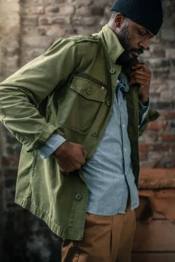 Men &SONS Jackets & Coats>Flag Overshirt Army Green