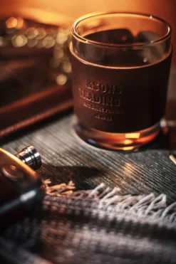 Men &SONS Leather Goods>Leather Whiskey Glass Band Brown