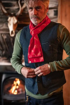 Men &SONS Scarves>Red Ikat Scarf