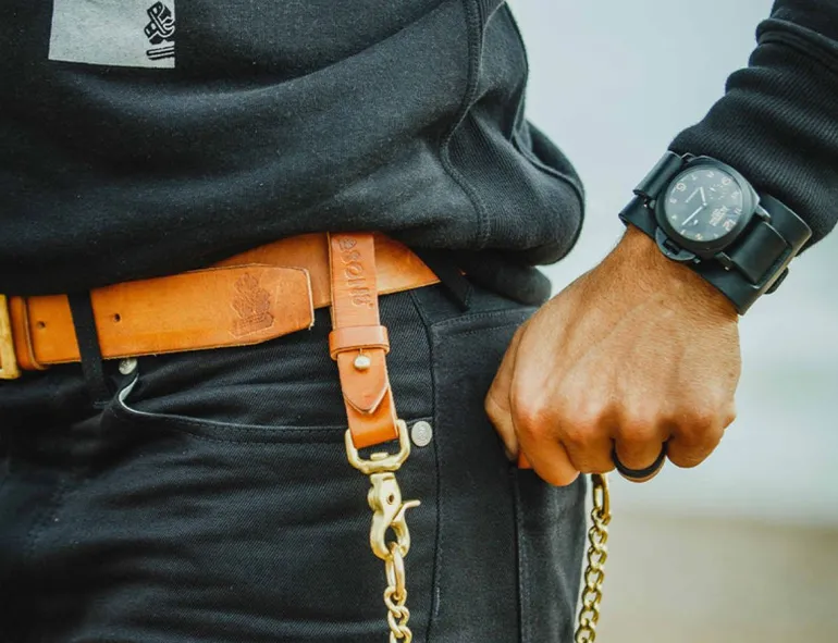 Men &SONS Leather Goods>Tan Leather Belt