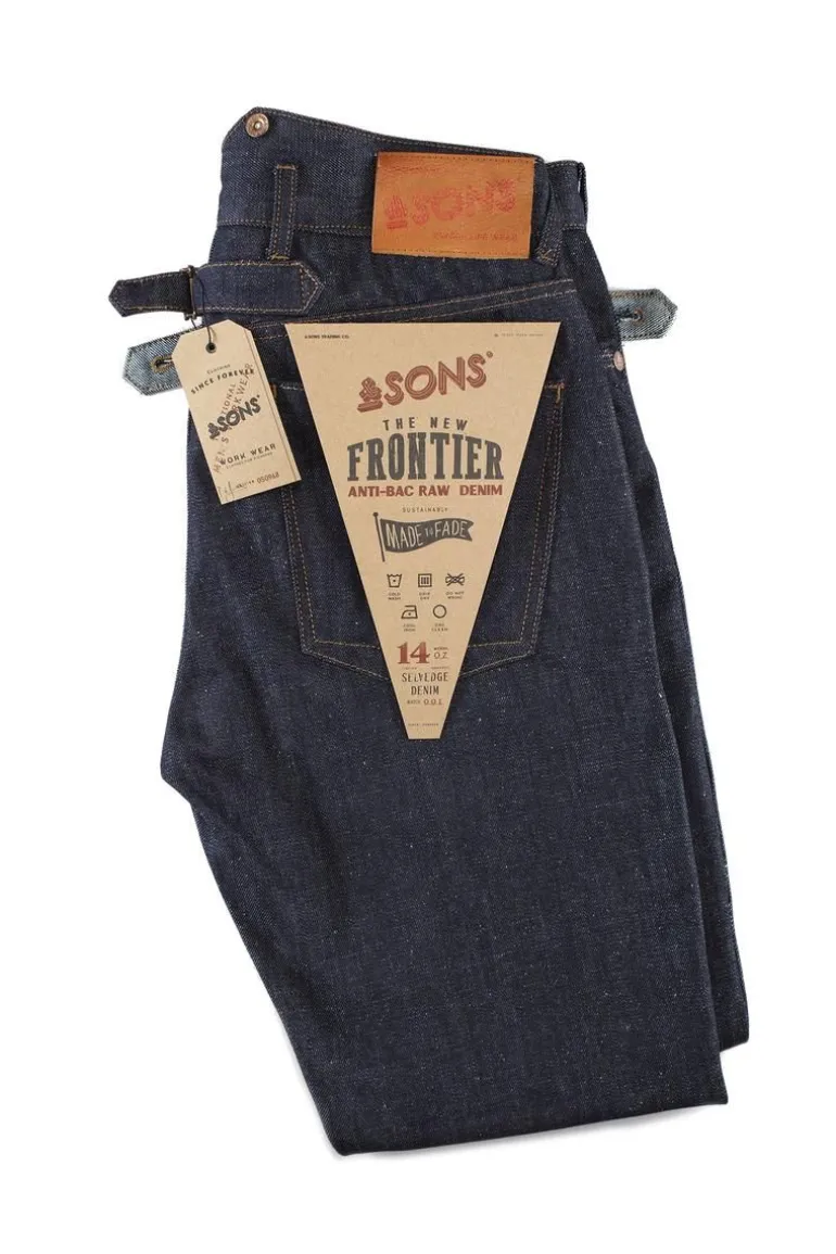 Men &SONS Bottoms & Shorts>The New Frontier 14Oz Selvedge Anti-Bac Raw Denim Jeans