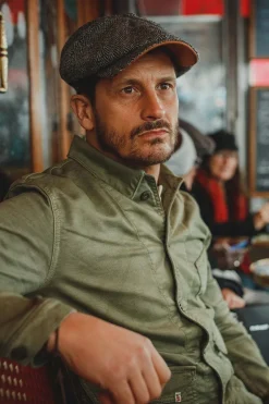 Men &SONS Knitwear>Thompson Baker Boy Hat- Grey Herringbone