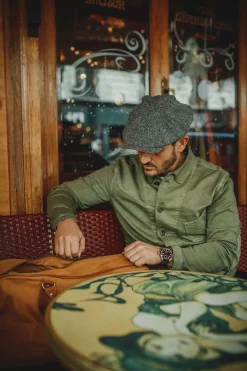 Men &SONS Knitwear>Thompson Baker Boy Hat- Grey Herringbone