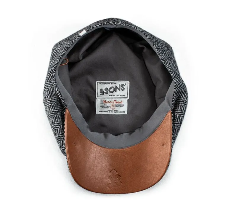 Men &SONS Knitwear>Thompson Baker Boy Hat- Grey Herringbone