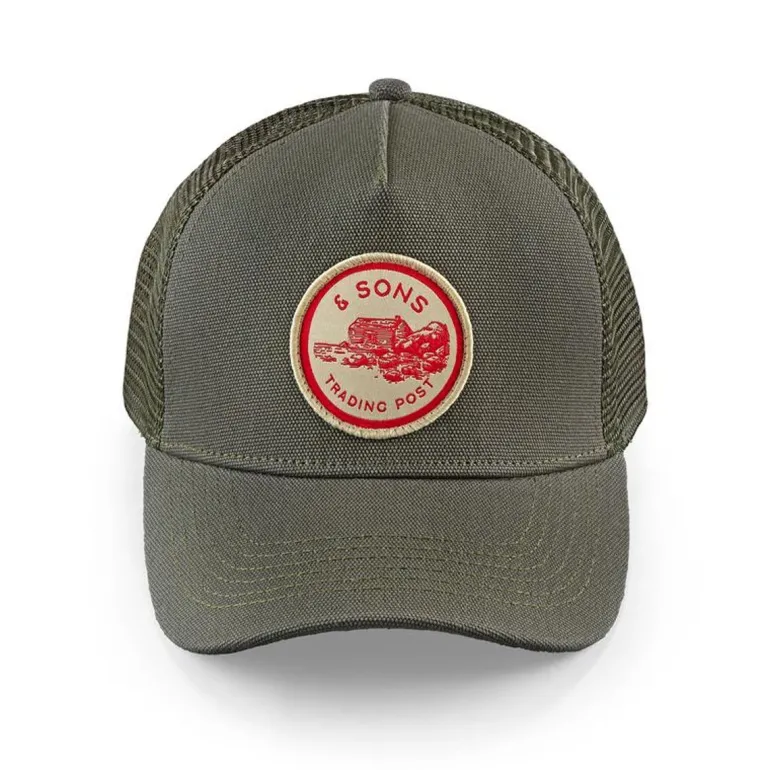 Men &SONS Headwear>Trucker Badge Cap Army Green