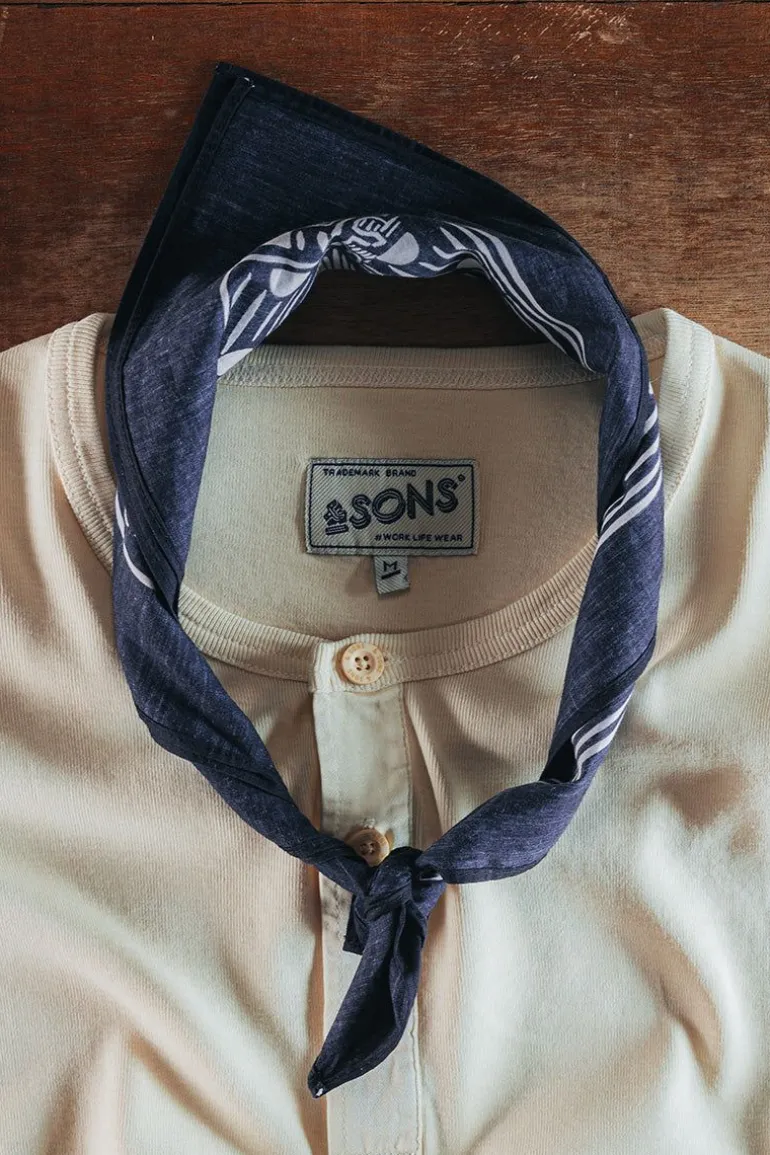 Men &SONS Scarves>Woodcut Bandana Black