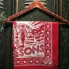 Men &SONS Scarves>Woodcut Bandana Red